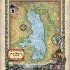 Travel Tuesday Map Feature: 287-Ornate Flathead Lake, Montana Designed and Painted by Lisa Middleton Flathead_Lake_36x45_3