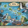 Travel Map Feature: 208 Custom map of Hawaii Waterfalls, Beaches, and Natural Lands 2.Travel